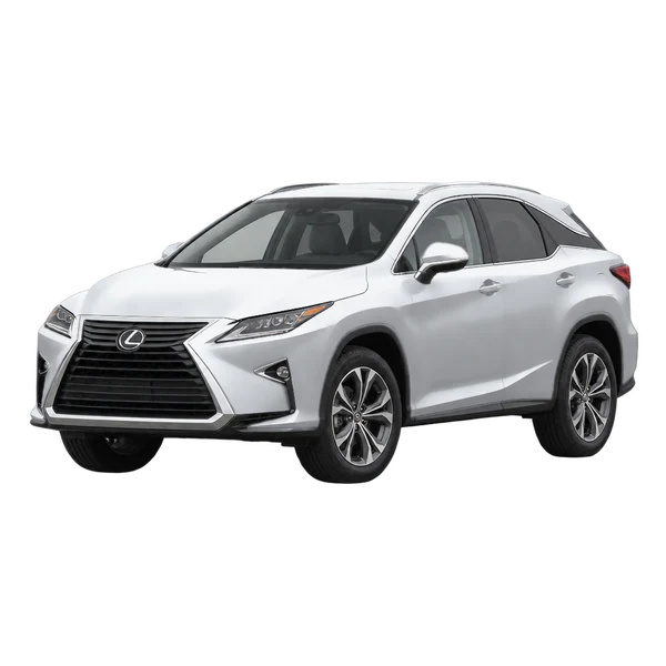 Lexus RX 350 2018 باللون فضي، منظر منظر أمامي بزاوية ثلاثة أرباع (متجه لليسار)
