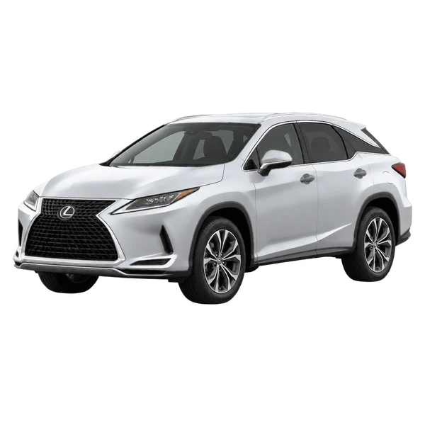 Lexus RX 350 2020 باللون فضي، منظر منظر أمامي بزاوية ثلاثة أرباع (متجه لليسار)