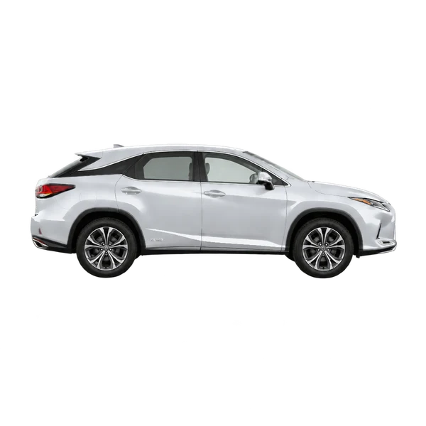 Lexus RX 350 2020 باللون فضي، منظر منظر جانبي (باتجاه اليمين)
