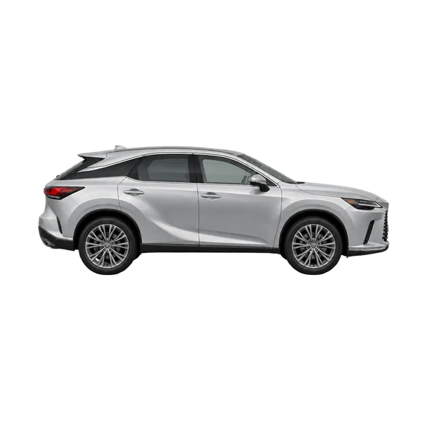 Lexus RX 350 2024 باللون فضي، منظر منظر جانبي (باتجاه اليمين)
