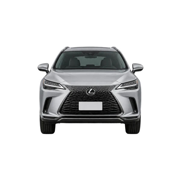 Lexus RX 350 2025 باللون فضي، منظر أمامي