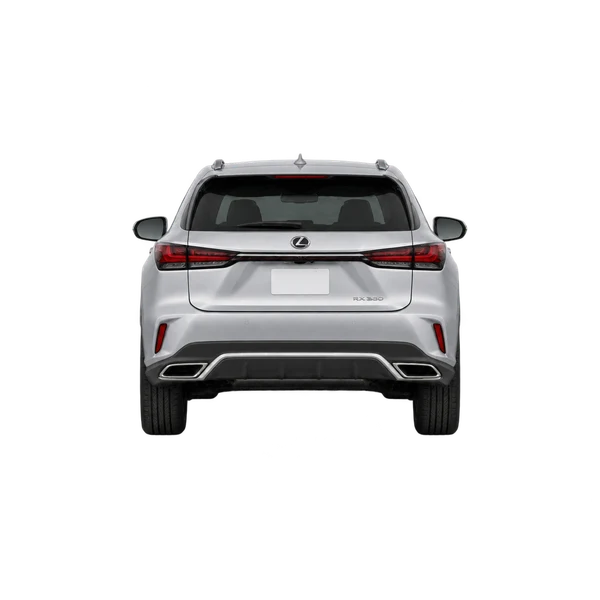 Lexus RX 350 2025 باللون فضي، منظر من الخلف