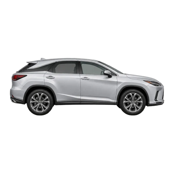 Lexus RX 350 2025 باللون فضي، منظر منظر جانبي (باتجاه اليمين)
