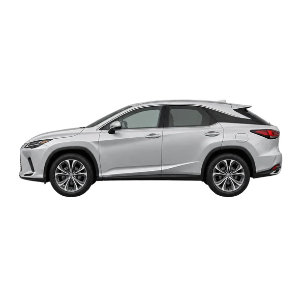 Lexus RX 450H 2025 prata, vista lateral (voltada para a esquerda)