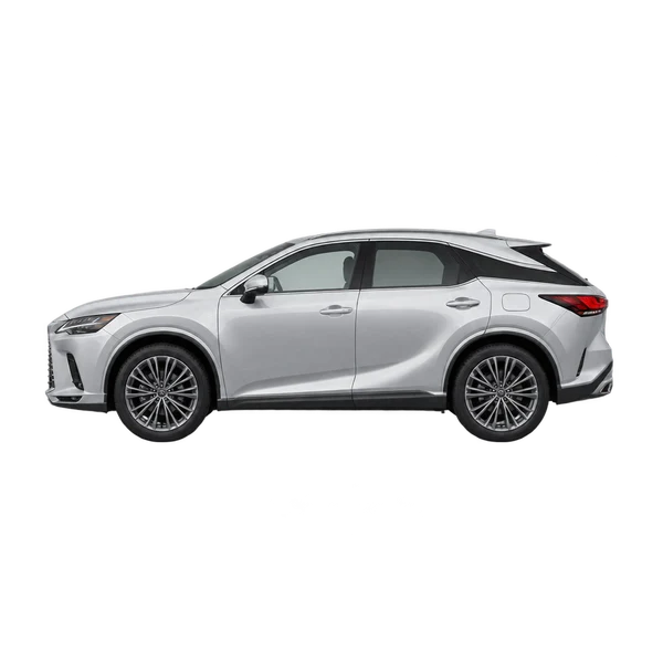 Lexus RX 500H 2025 prata, vista lateral (voltada para a esquerda)