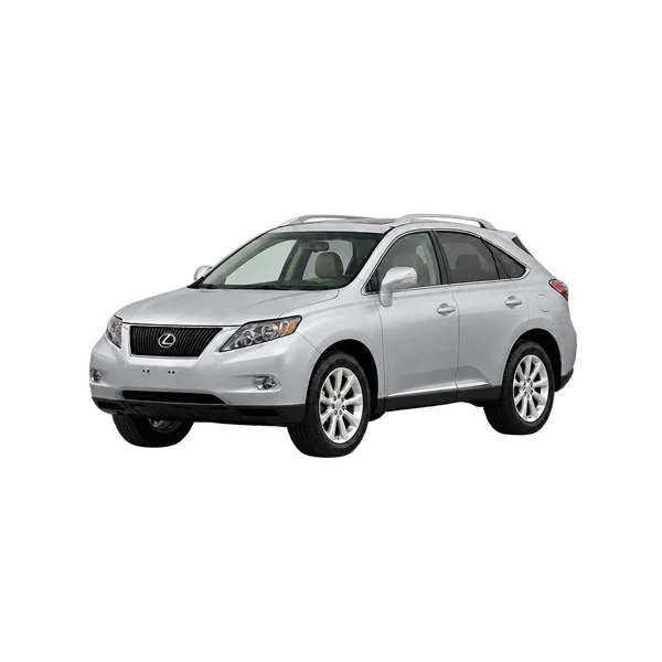 Lexus RX 2011 prata, vista dianteira em três quartos (voltada para a esquerda)