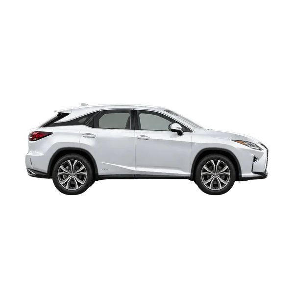 Lexus RX 2019 باللون فضي، منظر منظر جانبي (باتجاه اليمين)