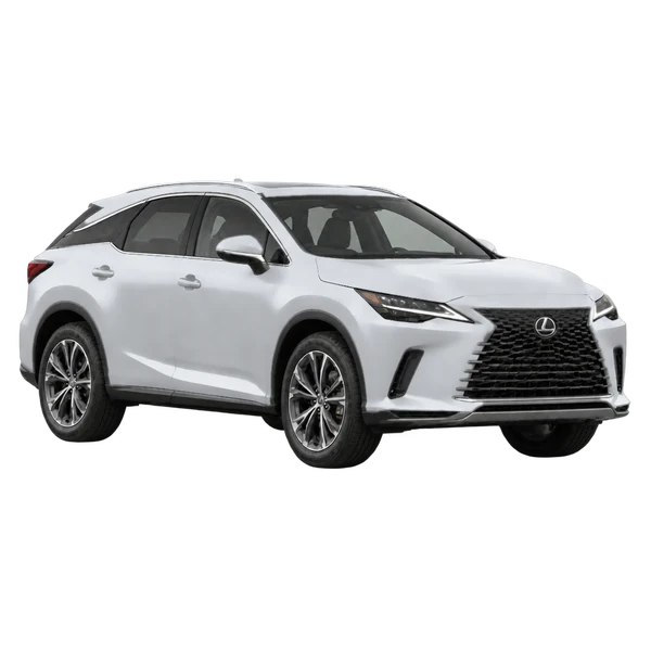 Lexus RX 2023 argent, vue trois-quarts avant (orienté vers la droite)