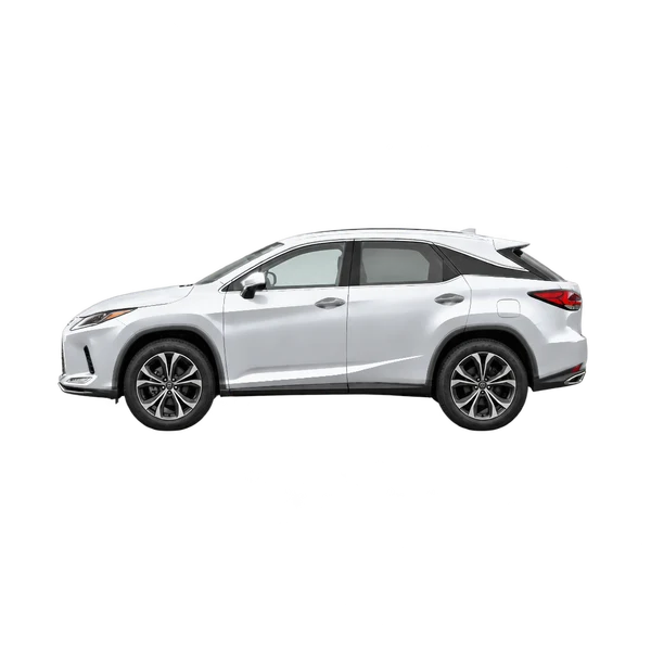 Lexus RX 2026 prata, vista lateral (voltada para a esquerda)