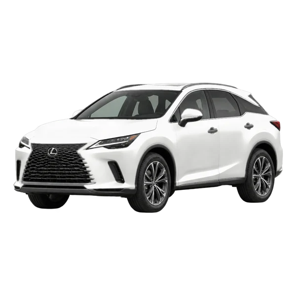 Lexus RX 2026 branco, vista dianteira em três quartos (voltada para a esquerda)
