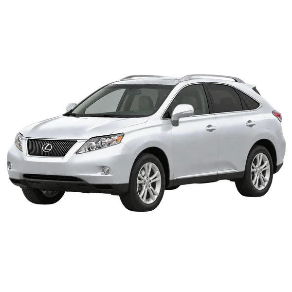 シルバーの2010 Lexus RX350(フロントスリークォーター(左向き)ビュー)