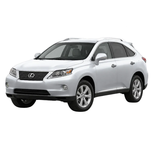 Lexus RX350 2012 en plateado, vista frontal tres cuartos (hacia la izquierda)