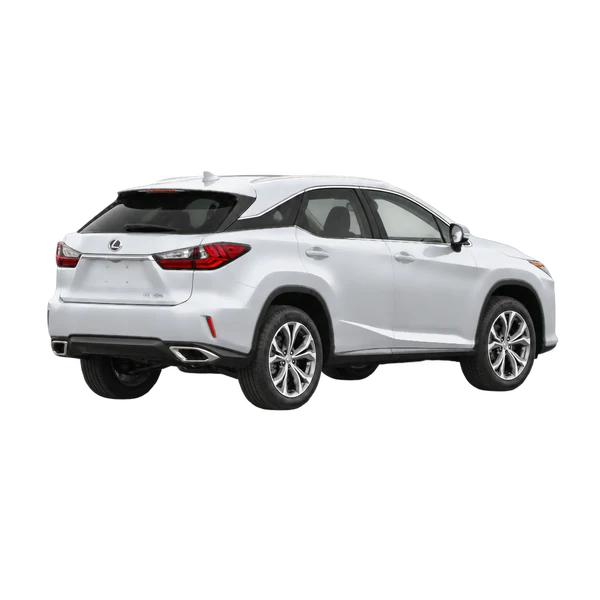 Lexus RX350 2016 باللون فضي، منظر منظر خلفي بزاوية ثلاثة أرباع (باتجاه اليمين)