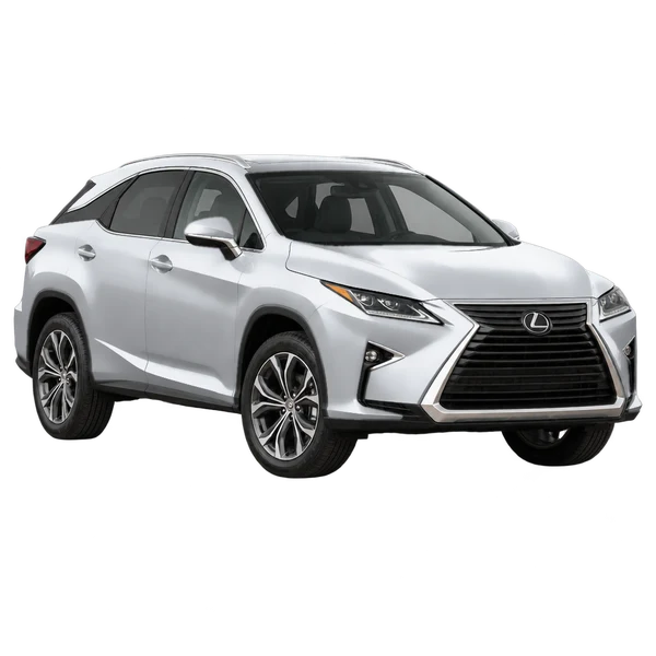 Lexus RX350 2019 باللون فضي، منظر منظر أمامي بزاوية ثلاثة أرباع (متجه لليسار)