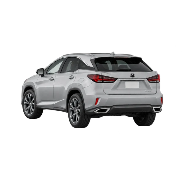 2022 Lexus RX350 in Silber, Ansicht: Dreiviertelansicht von hinten (nach links gerichtet)