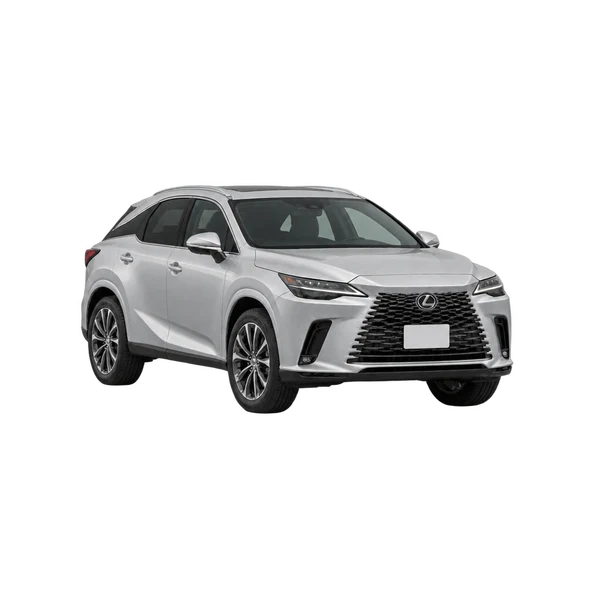 Lexus RX350H 2023 argent, vue trois-quarts avant (orienté vers la gauche)