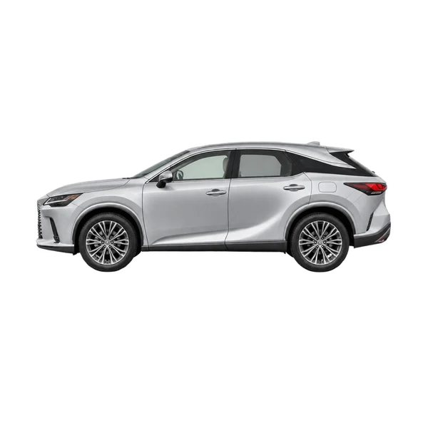 Lexus RX350H 2025 en plateado, vista lateral (mirando a la izquierda)