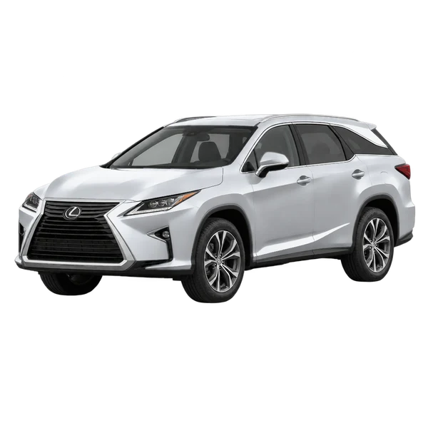 Lexus RX350L 2018 en plateado, vista frontal tres cuartos (hacia la izquierda)