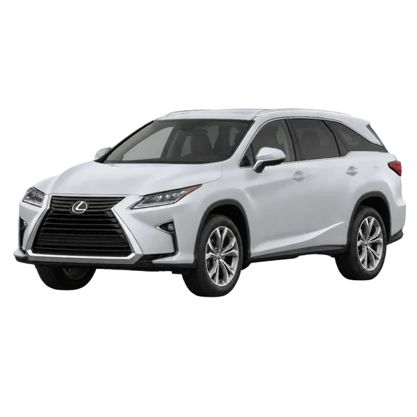Lexus RX350L 2019 en plateado, vista frontal tres cuartos (hacia la izquierda)