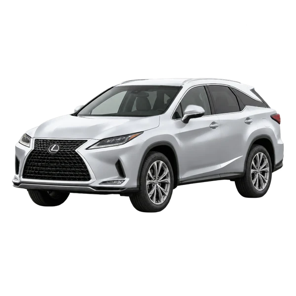 Lexus RX350L 2020 en plateado, vista frontal tres cuartos (hacia la izquierda)