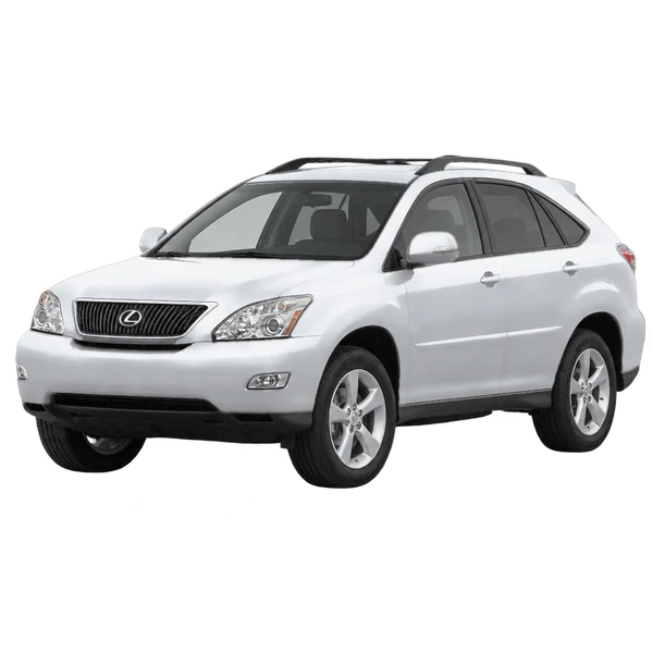 Lexus RX450H 2009 باللون فضي، منظر منظر أمامي بزاوية ثلاثة أرباع (متجه لليسار)