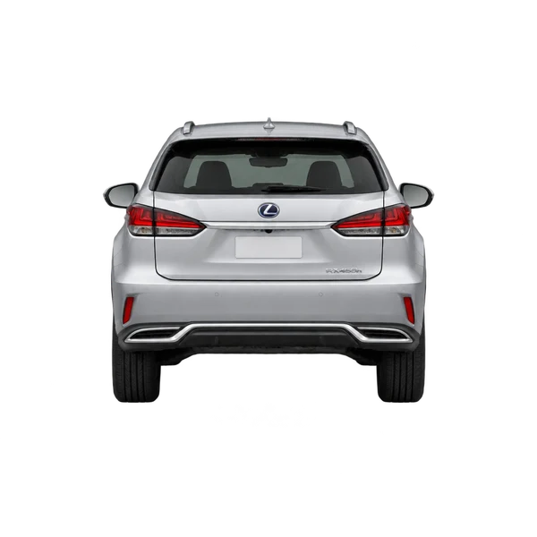 Lexus RX450H 2022 باللون فضي، منظر من الخلف