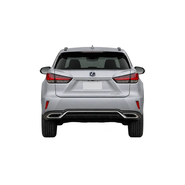 Lexus RX450H 2023 باللون فضي، منظر من الخلف