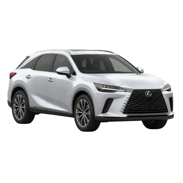 2026 Lexus RX450H in Silber, Ansicht: Dreiviertelansicht vorne (nach links gerichtet)