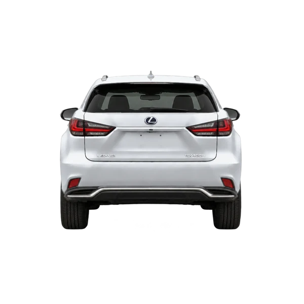 Lexus RX450H 2026 باللون فضي، منظر من الخلف