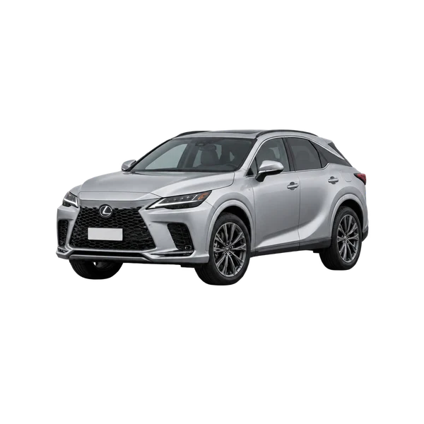シルバーの2023 Lexus RX500H（フロントスリークォーター(左向き)ビュー）