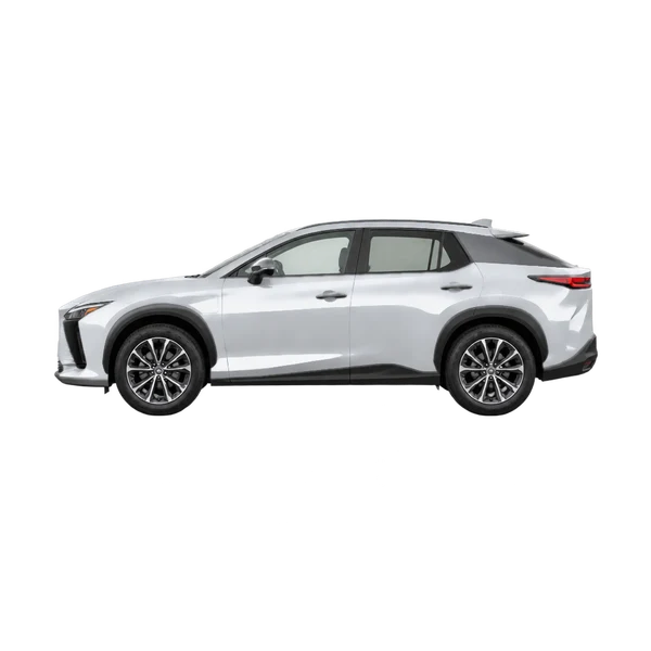 Lexus RZ550E 2026 prata, vista lateral (voltada para a esquerda)