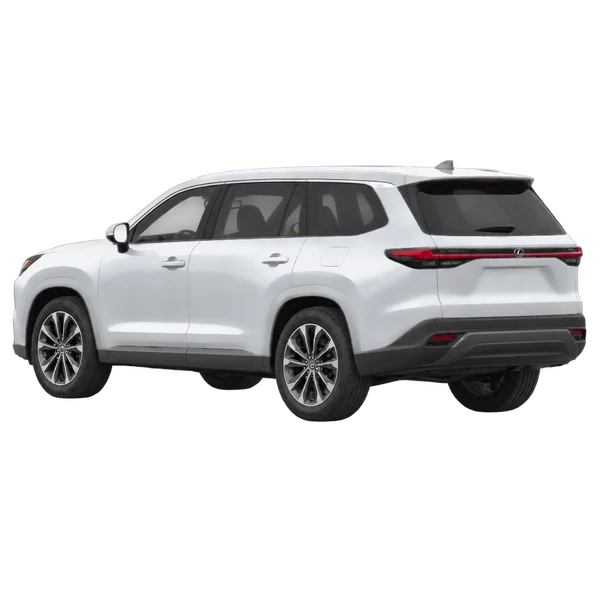 Lexus TX 2024 باللون فضي، منظر ثلاثة أرباع خلفي (باتجاه اليسار)