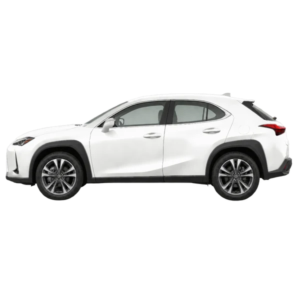 Lexus UX 2020 blanc, vue côté (vers la gauche)