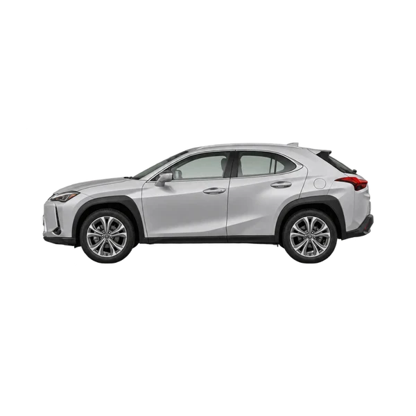 Lexus UX200 2022 باللون فضي، منظر جانبي (متجه إلى اليسار)