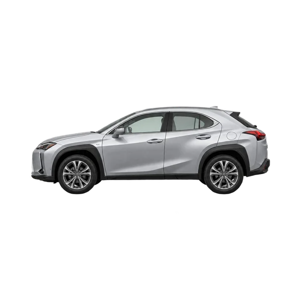 Lexus UX200 2023 باللون فضي، منظر جانبي (متجه إلى اليسار)