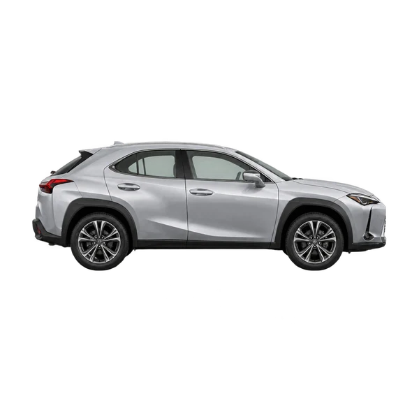 Lexus UX200 2023 باللون فضي، منظر منظر جانبي (باتجاه اليمين)