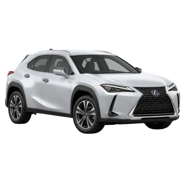 Lexus UX250H 2020 prata, vista dianteira em três quartos (voltada para a esquerda)