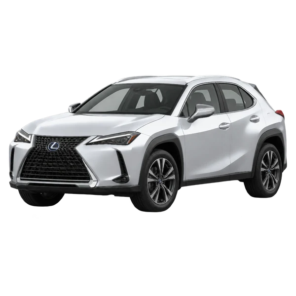 シルバーの2025 Lexus UX300H（フロントスリークォーター(左向き)ビュー）