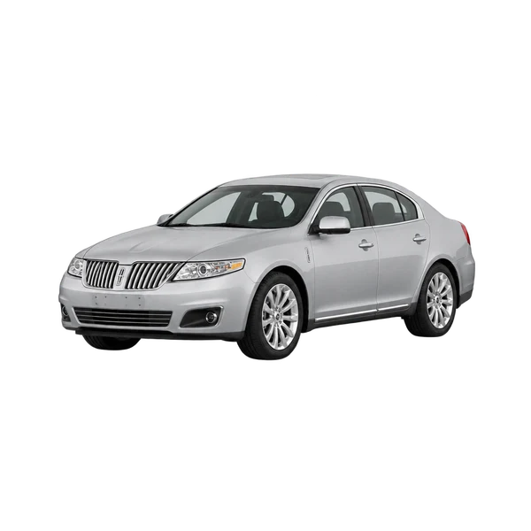Lincoln MKS 2009 باللون فضي، منظر منظر أمامي بزاوية ثلاثة أرباع (متجه لليسار)