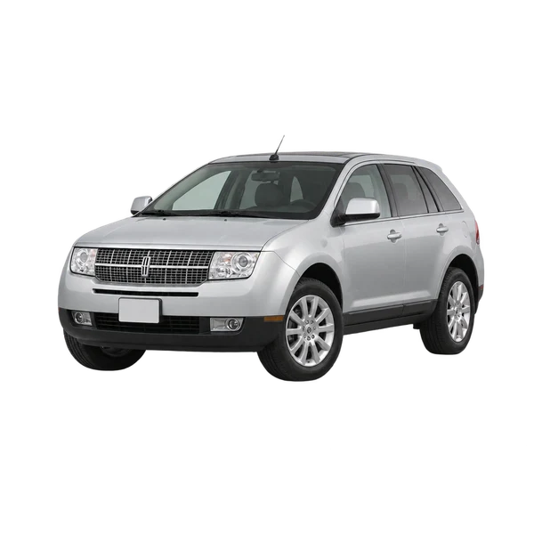 Lincoln MKX 2007 prata, vista dianteira em três quartos (voltada para a esquerda)