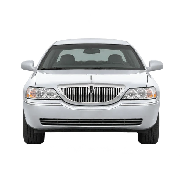 Lincoln Town Car 2009 باللون فضي، منظر أمامي