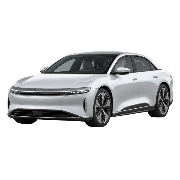 2022 Lucid Air in Silber, Ansicht: Dreiviertelansicht vorne (nach links gerichtet)