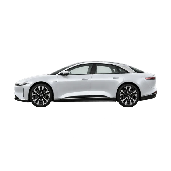 2025 Lucid Air in Silber, Ansicht: Seite (nach links gerichtet)