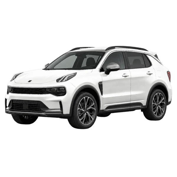 2024 Lynk&CO 01 in weiß, Ansicht: Dreiviertelansicht vorne (nach links gerichtet)