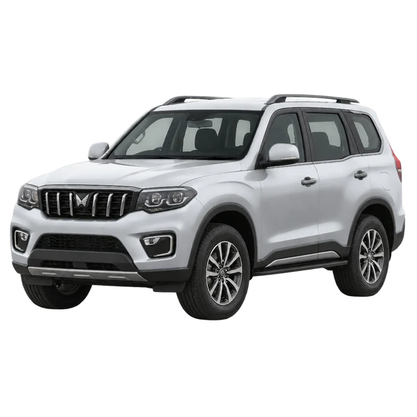 Mahindra Scorpio 2024 prata, vista dianteira em três quartos (voltada para a esquerda)