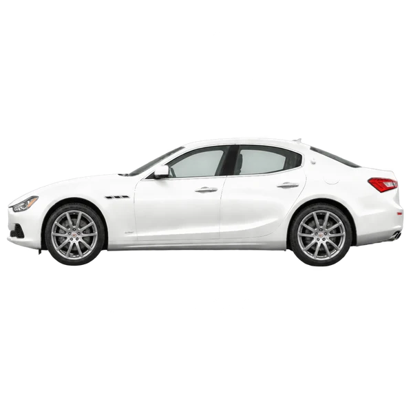 Maserati Ghibli 2016 en blanco, vista lateral (mirando a la izquierda)