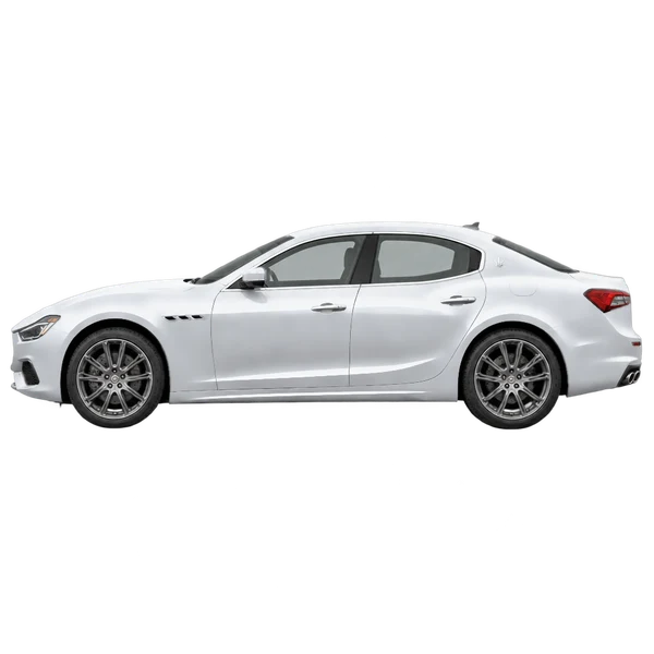Maserati Ghibli 2026 argent, vue côté (vers la gauche)