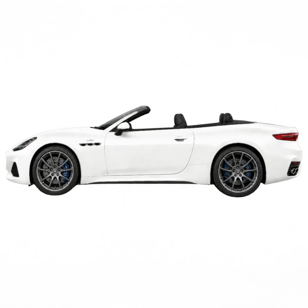 2026 Maserati Grancabrio in weiß, Ansicht: Seite (nach links gerichtet)