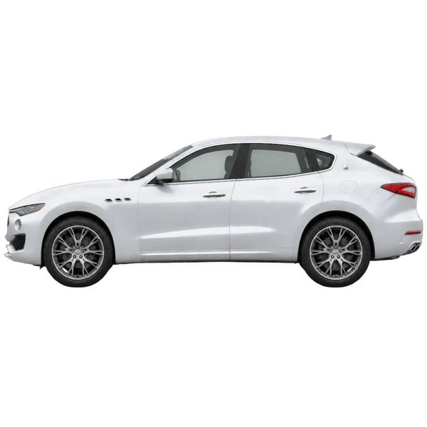 silver 2021 Maserati Levante side (facing left) view