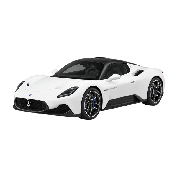 2021 Maserati MC20 in weiß, Ansicht: Dreiviertelansicht vorne (nach links gerichtet)